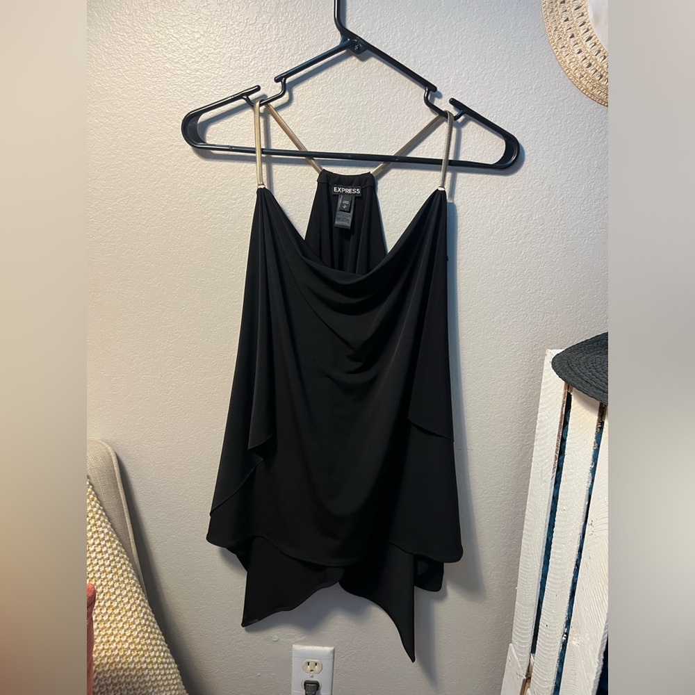 Express Black Tank with Gold Straps